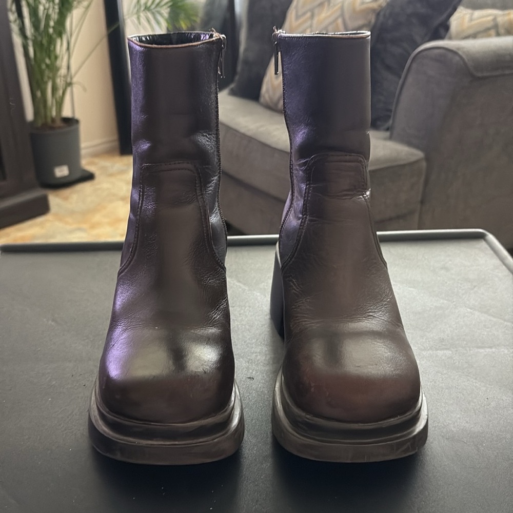 VTG STEVE MADDEN “Rare”!Leather Chunky Boots 90s Y2K - Picture 2 of 15